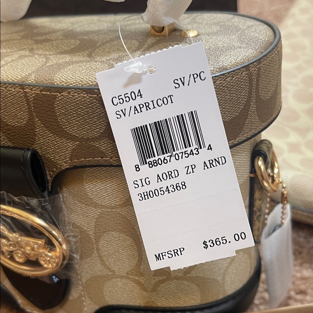 Coach Beige Signature Canvas Top-Handle Satchel with Black Trim - Picture 8 of 8